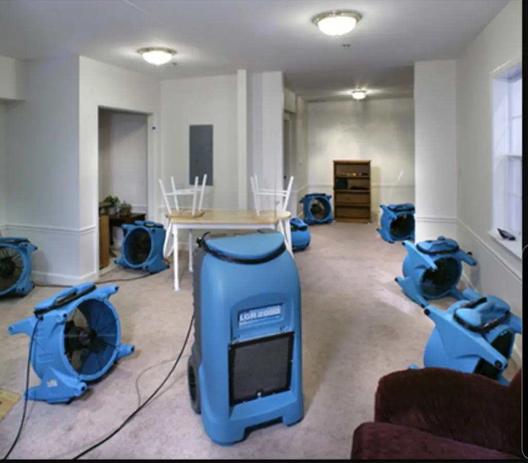 Air movers and dehumidifier setup for Water Extraction & Removal in Huntertown